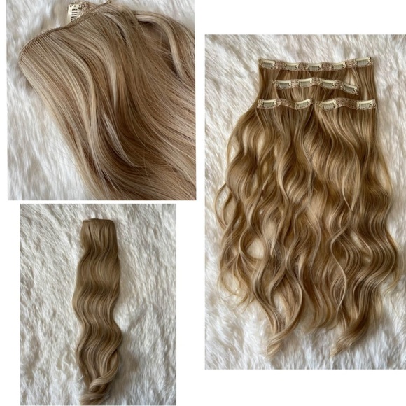 Human hair blend Medium Blonde Hair Extensions - CLip in - Picture 2 of 11